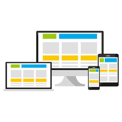 デスクトップとノートパソコンとタブレットとスマートフォンのイラスト