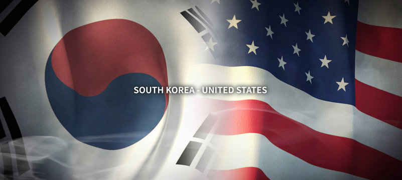 South Korea and US Flag.
Global Business Concept Flag Background.