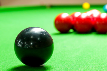 Snooker balls on green snooker table