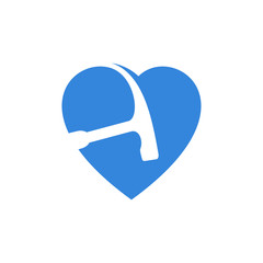 Mining logo template with Love. Stylish monochrome vector illustration.