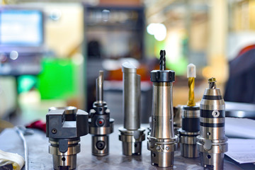 Accessories for a CNC machining center. Drills, cutters, mandrels, collets.