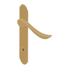 Door handle lock isometric view isolated on white background.