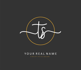 T S TS Initial letter handwriting and signature logo. A concept handwriting initial logo with template element.