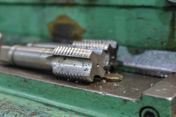 Metal cutting tools for turning and milling machines. Large diameter tap for internal threading.