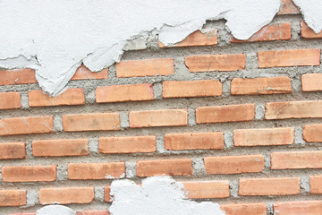  Red Brick Wall With White concrete texture background