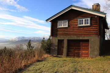 old wooden house in mountains