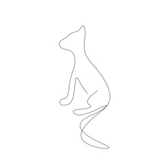 Cat animal line drawing on white background vector illustration