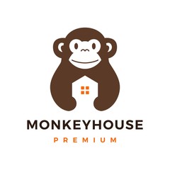 monkey house logo vector icon illustration
