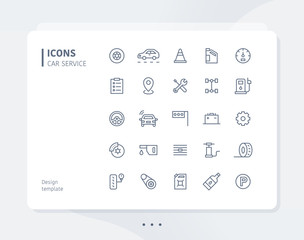 Car line icon set design template. flat design style minimal vector illustration.