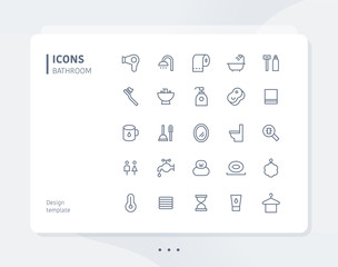 Bathroom line icon set design template. flat design style minimal vector illustration.