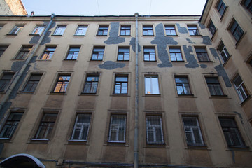 Facade of vintage classical building in Saint Petersburg