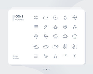 Weather line icon set design template. flat design style minimal vector illustration.