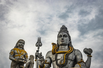 shiva statue isolated at murdeshwar temple close up shots from low angle
