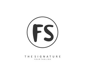 Obraz premium F S FS Initial letter handwriting and signature logo. A concept handwriting initial logo with template element.
