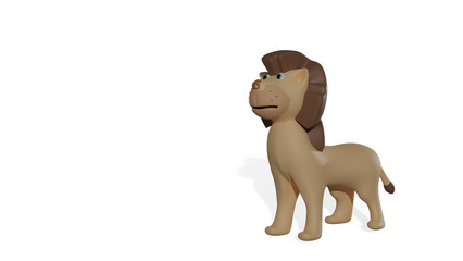 The minimal style 3D rendering images animal cartoon illustration picture of a standing lion use for template.