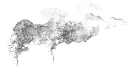 Smoke black fire flame hot burn white background.