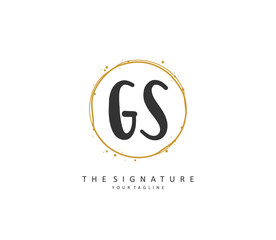 Obraz premium G S GS Initial letter handwriting and signature logo. A concept handwriting initial logo with template element.