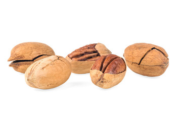 Pecan nuts isolated on a white background