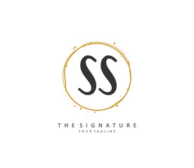 S SS Initial letter handwriting and signature logo. A concept handwriting initial logo with template element.
