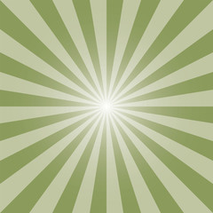 Green sunburst recto backdrop. Moss green rectangular strips background. Sunbeam background design for various purposes.