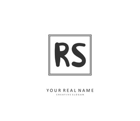 R S RS Initial letter handwriting and signature logo. A concept handwriting initial logo with template element.