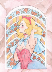 vintage postcard with a girl