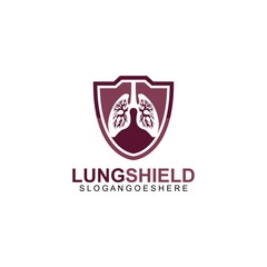 Lung shield logo template design vector, emblem, design concept, creative symbol