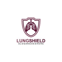 Lung shield logo template design vector, emblem, design concept, creative symbol