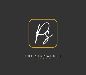 P S PS Initial letter handwriting and signature logo. A concept handwriting initial logo with template element.