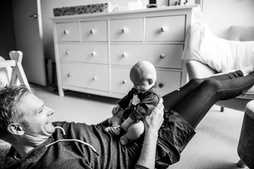 Man playing with daughter in isolation