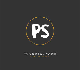 P S PS Initial letter handwriting and signature logo. A concept handwriting initial logo with template element.