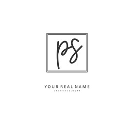 P S PS Initial letter handwriting and signature logo. A concept handwriting initial logo with template element.