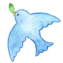 Obraz premium 幸せの青い鳥のやさしい水彩イラスト