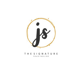 J S JS Initial letter handwriting and signature logo. A concept handwriting initial logo with template element.