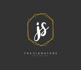 J S JS Initial letter handwriting and signature logo. A concept handwriting initial logo with template element.