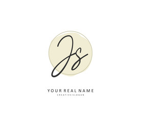 J S JS Initial letter handwriting and signature logo. A concept handwriting initial logo with template element.