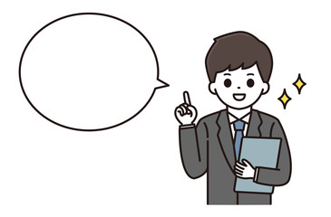 指差し ビジネスマン 吹き出し イラスト