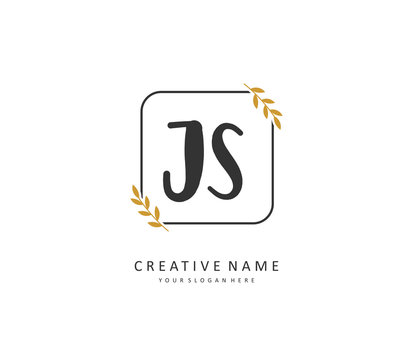 J S JS Initial letter handwriting and signature logo. A concept handwriting initial logo with template element.