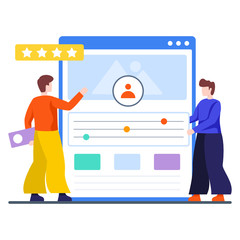 
Flat illustration of user interface having user profile in website
