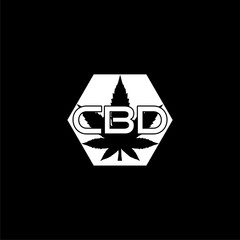 CBD icon. Marijuana sign isolated on dark background