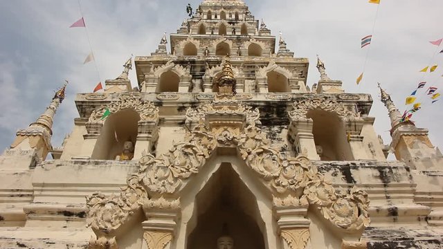 
White Pagota in Chiangmai Thailand , Wat Chedi Liam, chiangmai