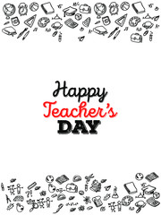 Set of Hand draw Teacher's day Doodle backgrounds. Objects from a Teacher's life.