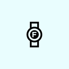abstract f logo. watch icon