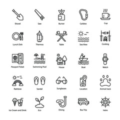 Summer Camp Pack Line Icons 