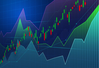 Financial stock market graph on stock market investment trading.
