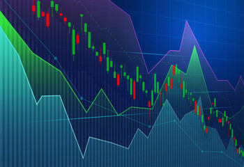 Financial stock market graph on stock market investment trading.
