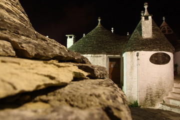 Alberobello, Italy - October 6, 2010: the characteristic houses called trulli