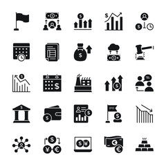 Stock Market Solid Icons Set 