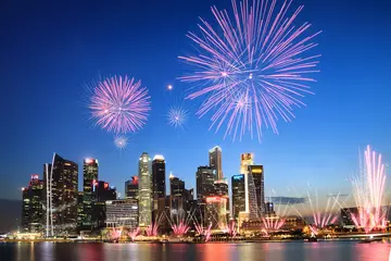 Foto auf Glas National Day fireworks in singapore © Haana