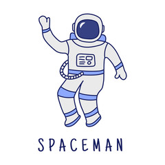 Spaceman doodle illustration isolated on white background 